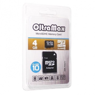 Карта памяти microSDHC 4 ГБ с адаптером