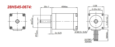 Шаговый двигатель Nema 11, JK28HS45-0674